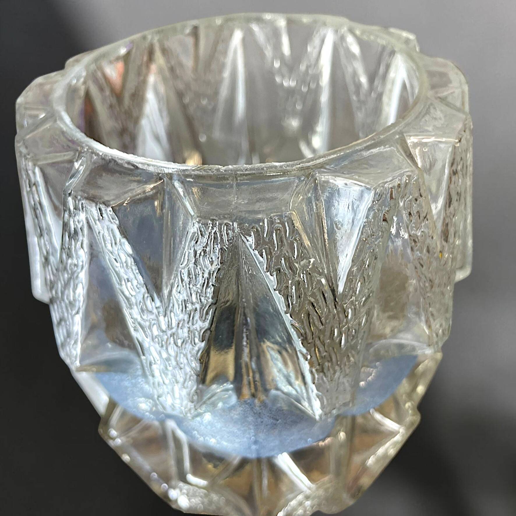 Mid Century Modern 3-light wood and glass chandelier