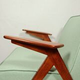 Vintage armchair in natural wool, Le vertu menthe, by Chierowski