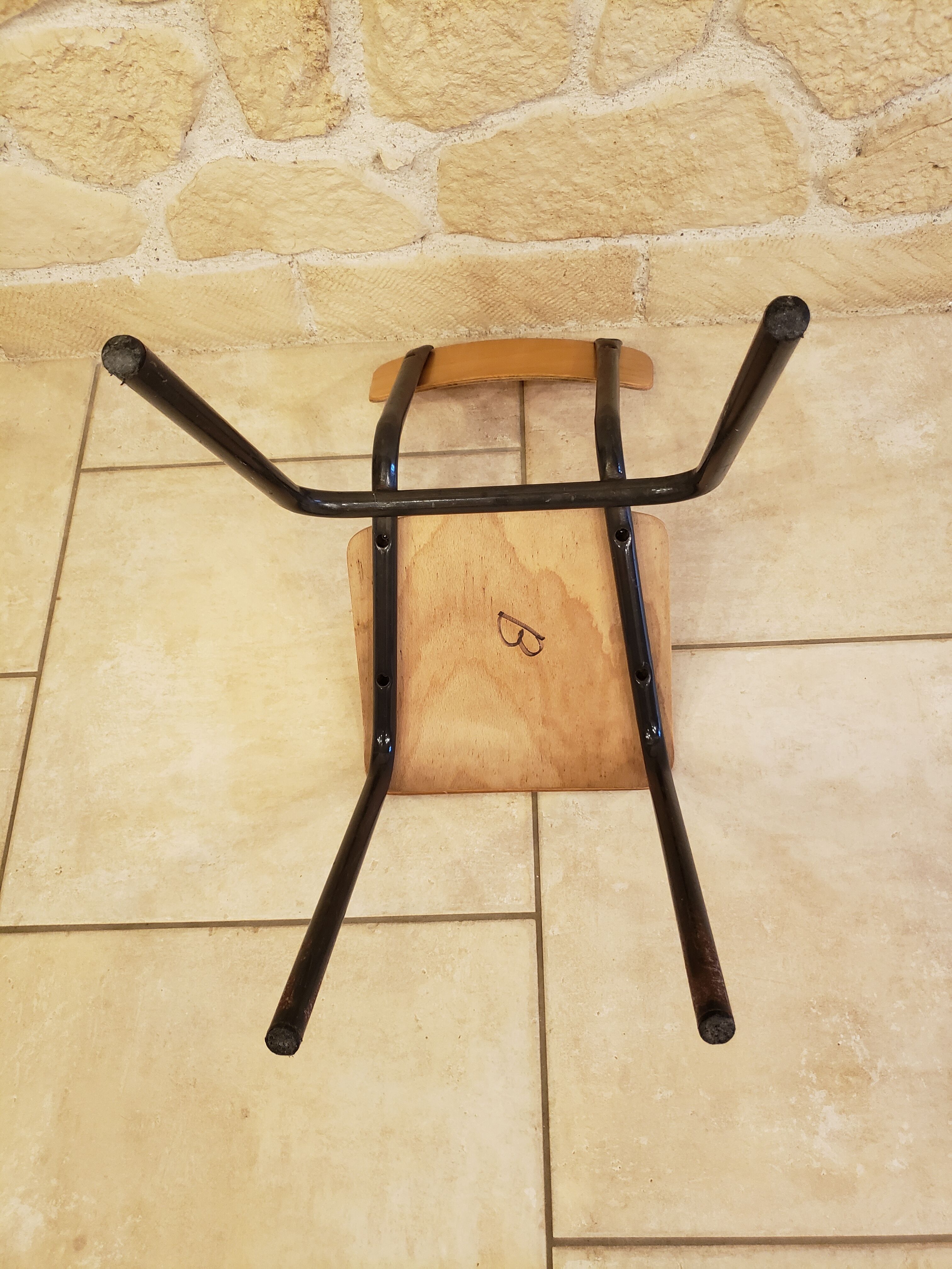 Chaise enfant écolier bois & métal