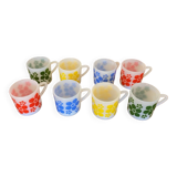 8 Arcopal flowered espresso cups, vintage 1970s