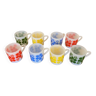 8 Arcopal flowered espresso cups, vintage 1970s