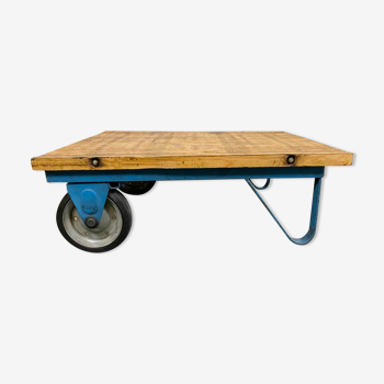 Blue Industrial Coffee Table Cart, 1960s