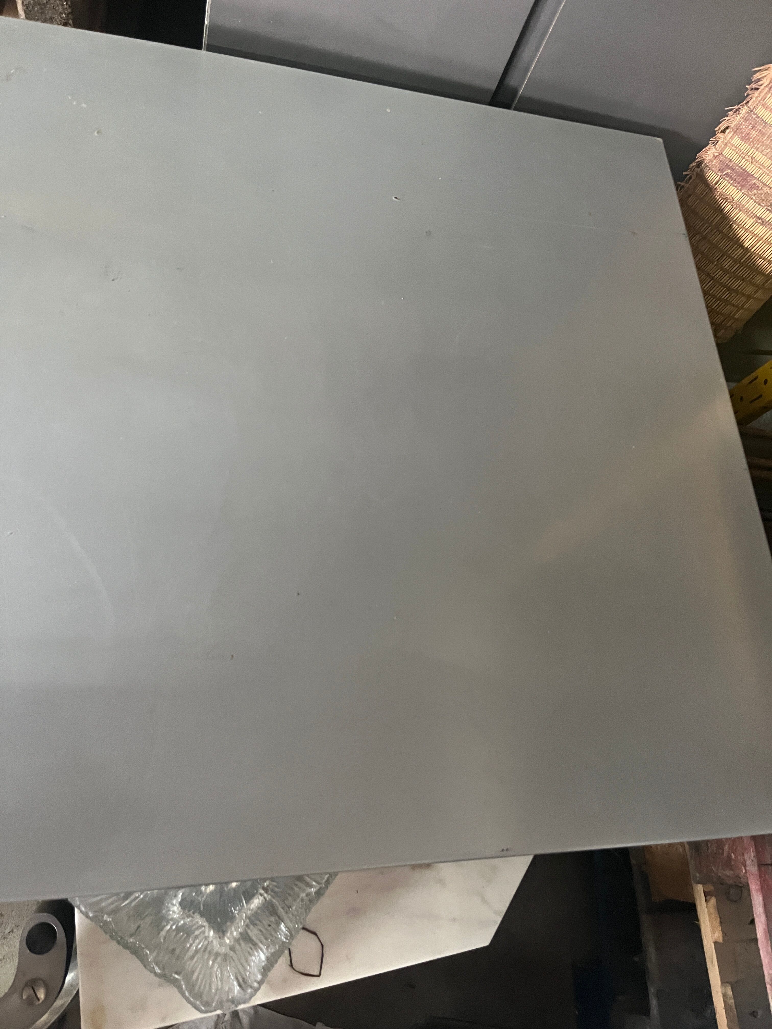 Grand 'Less' grey powder-coated aluminium dining table by Jean Nouvel for Tecno, minimalist 1990s