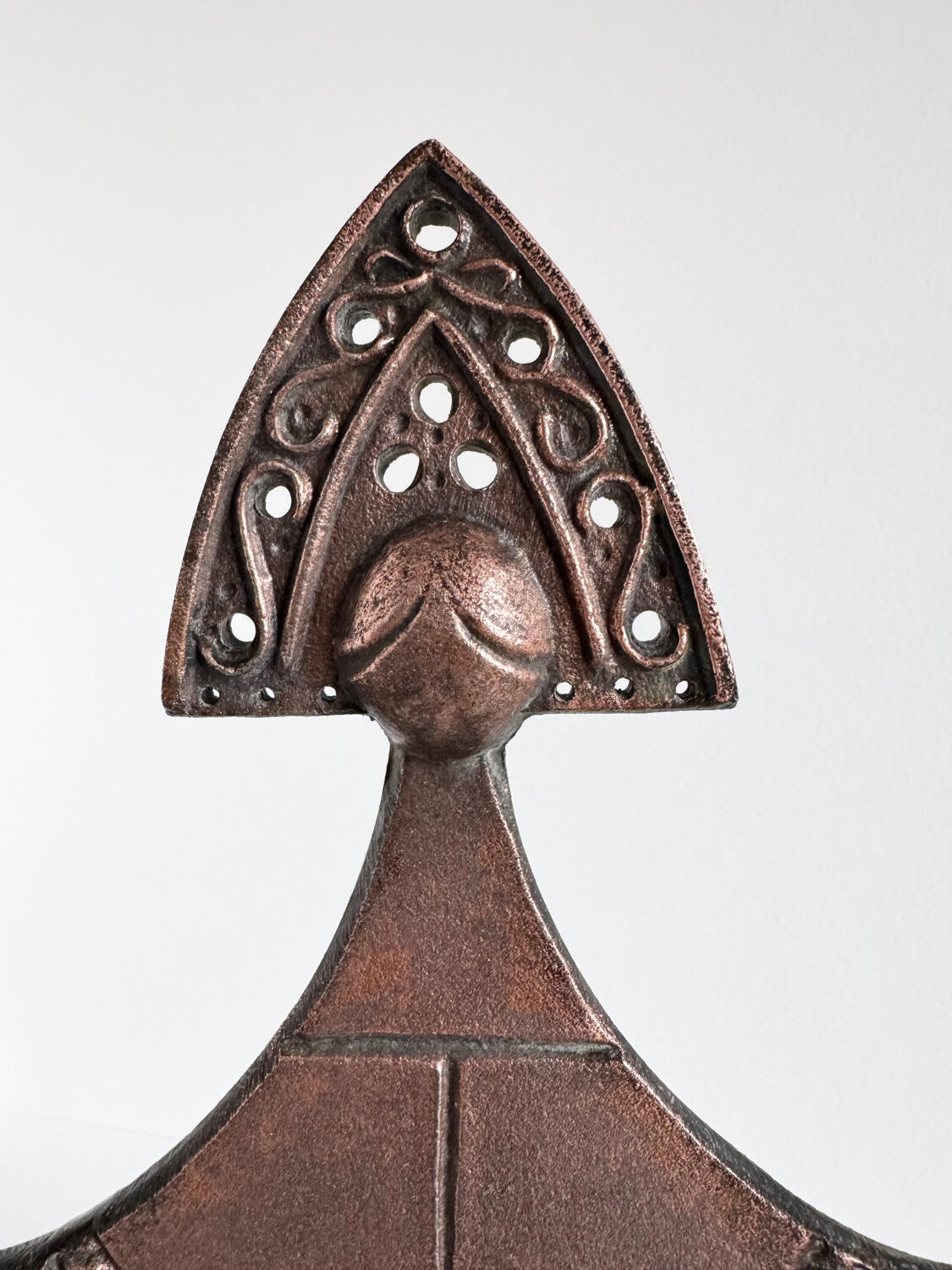 Vintage Modernist Bjorn Wiinblad Style Copper Figural Lady Dress Candl