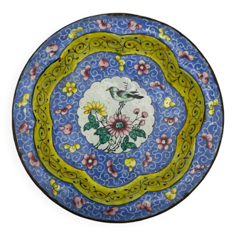 Small enameled copper dish canton chinese enamel China Asia