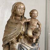 Vierge à l’enfant en albâtre, trace importante de polychromie, Flandre XVIème siècle