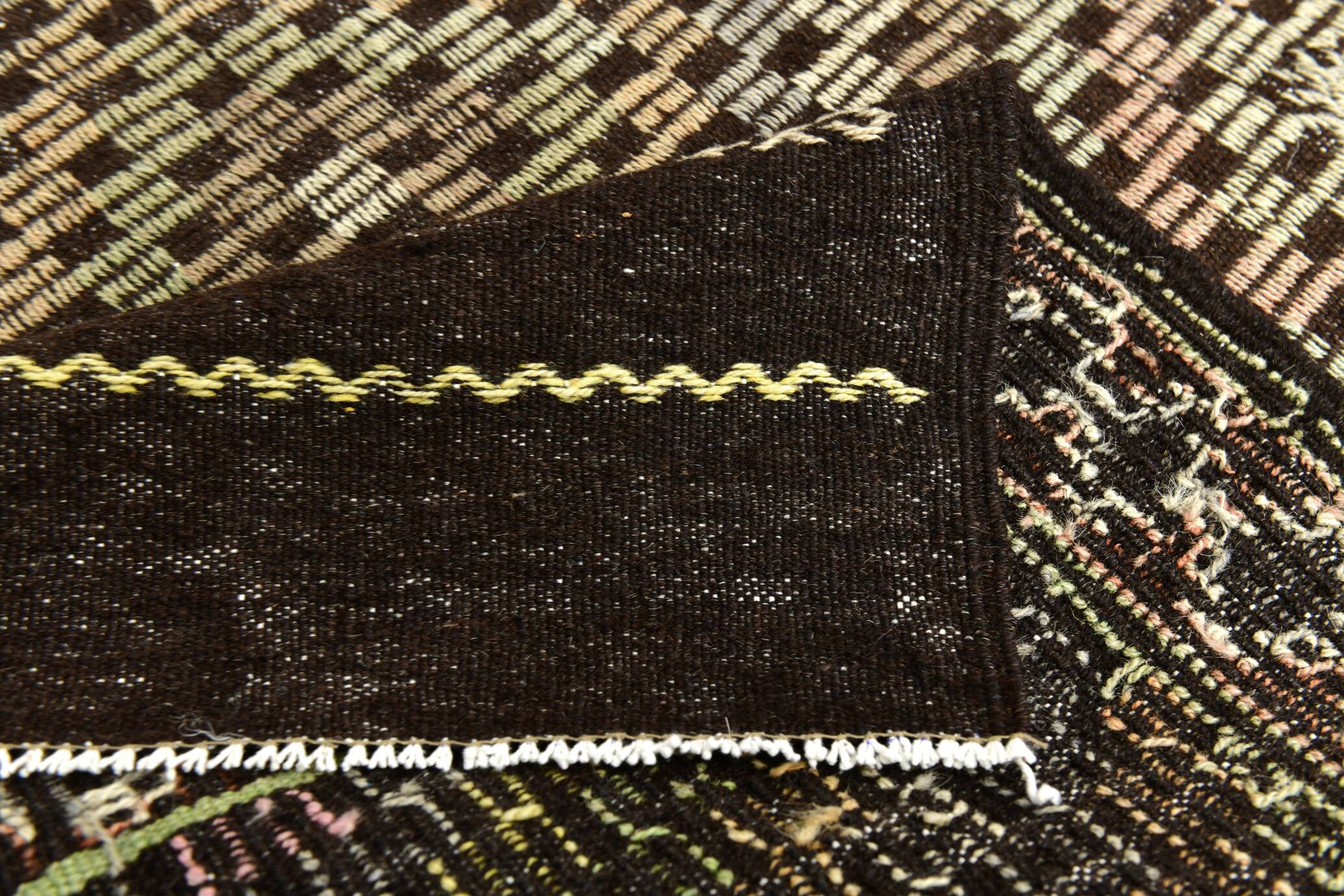 6x9 Yellow Brown Vintage Kilim Rug 199x264Cm