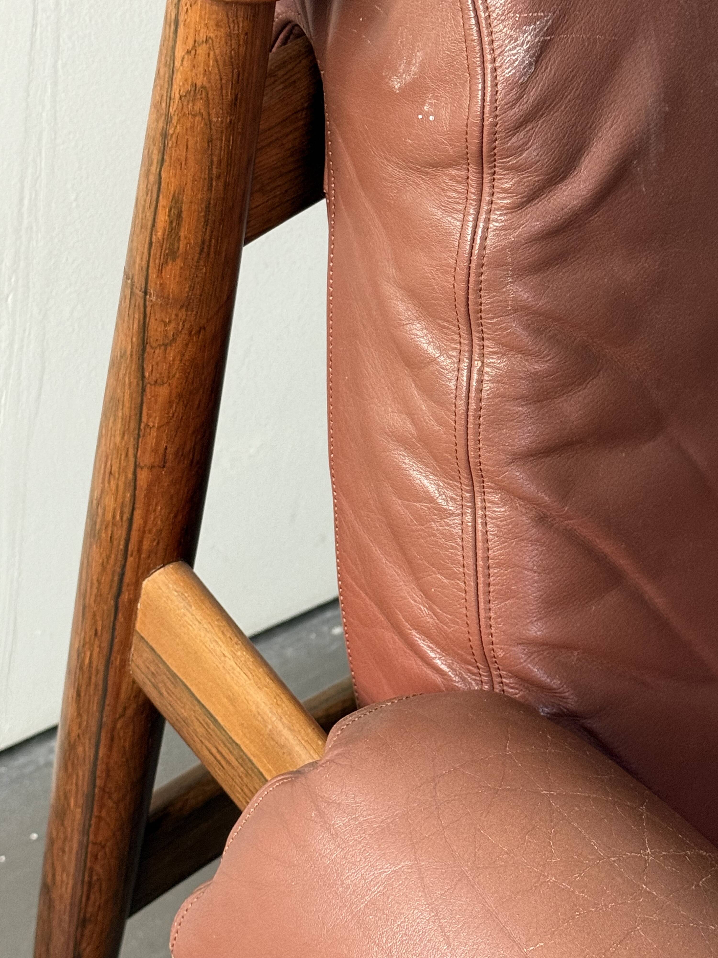 Admiral armchair by Eric Merthen, in leather and rosewood