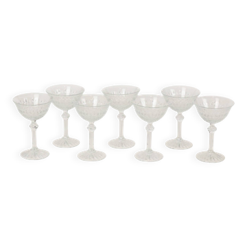 Set of 7 Regency Fidenza Crystal Champagne Glasses