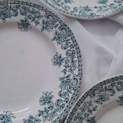 Set of 4 antique ironstone plates from Saint-Amand, "Jane" model.