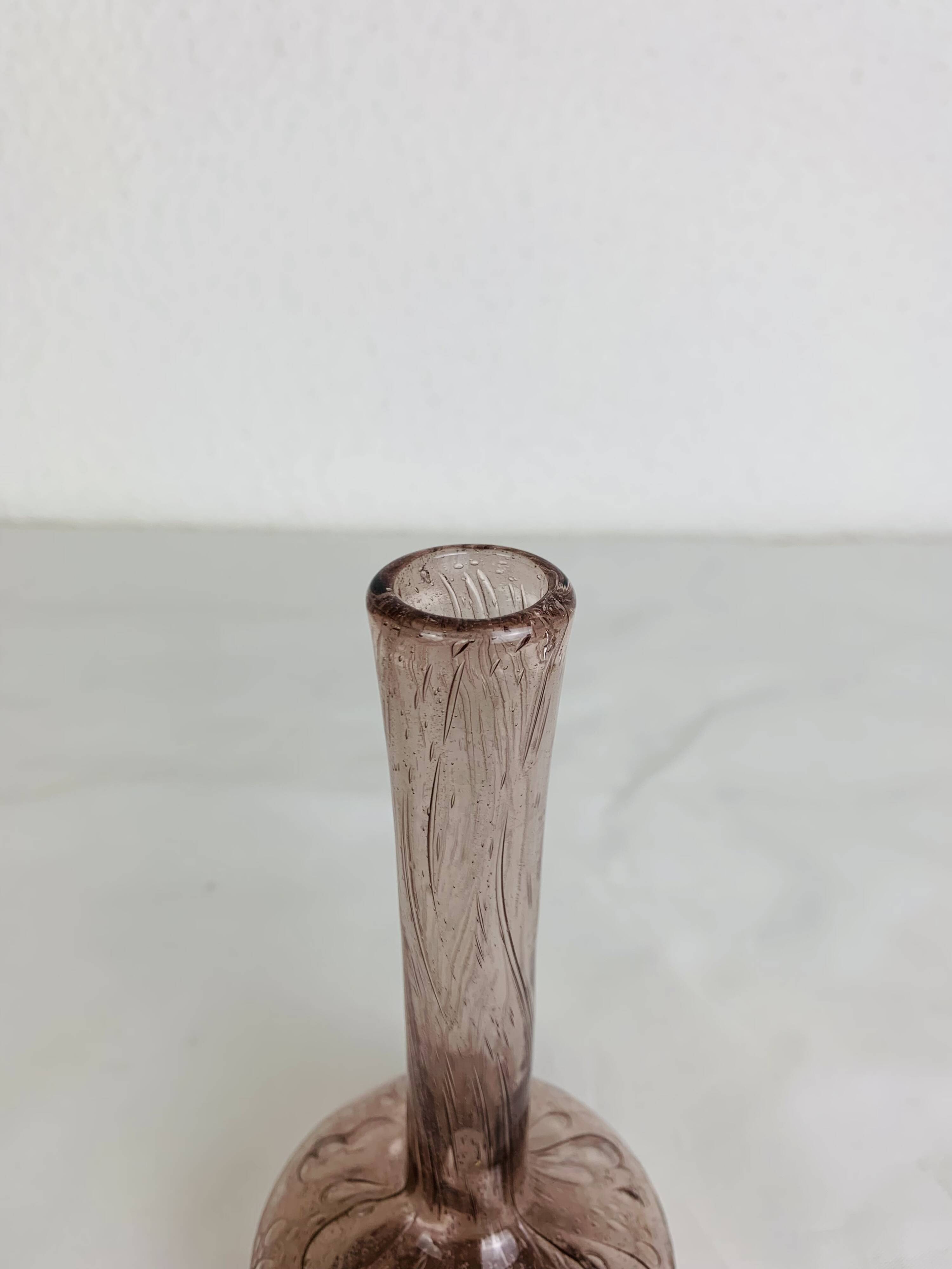 Purple bubble glass bud vase