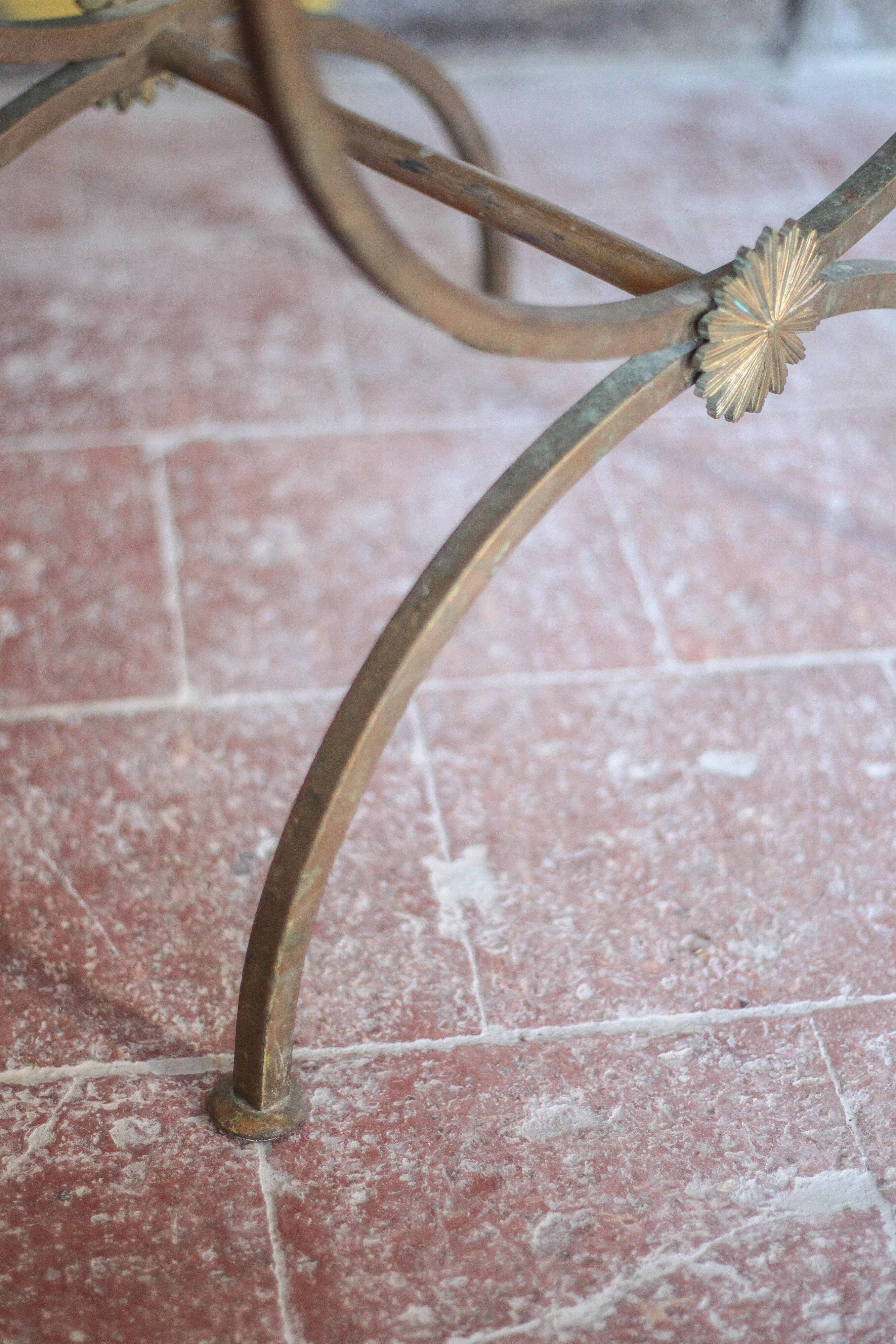 Vintage luggage rack, curule-shaped stool, iron suitcase table
