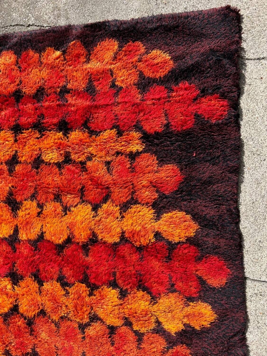 Large Vintage Scandinavian Space Age Wool Rug Circa 1970