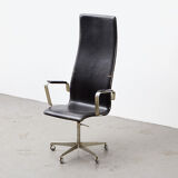 Arne Jacobsen Early Oxford Leather Desk Chair for Fritz Hansen 1965