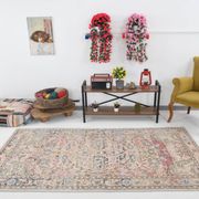 4x8 Pink & Navy Blue Vintage Rug 137x256Cm SK 6302