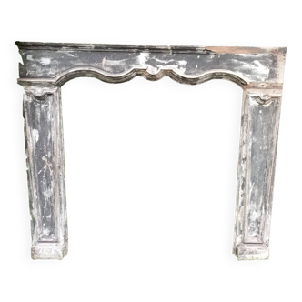 Weathered wood fireplace mantle