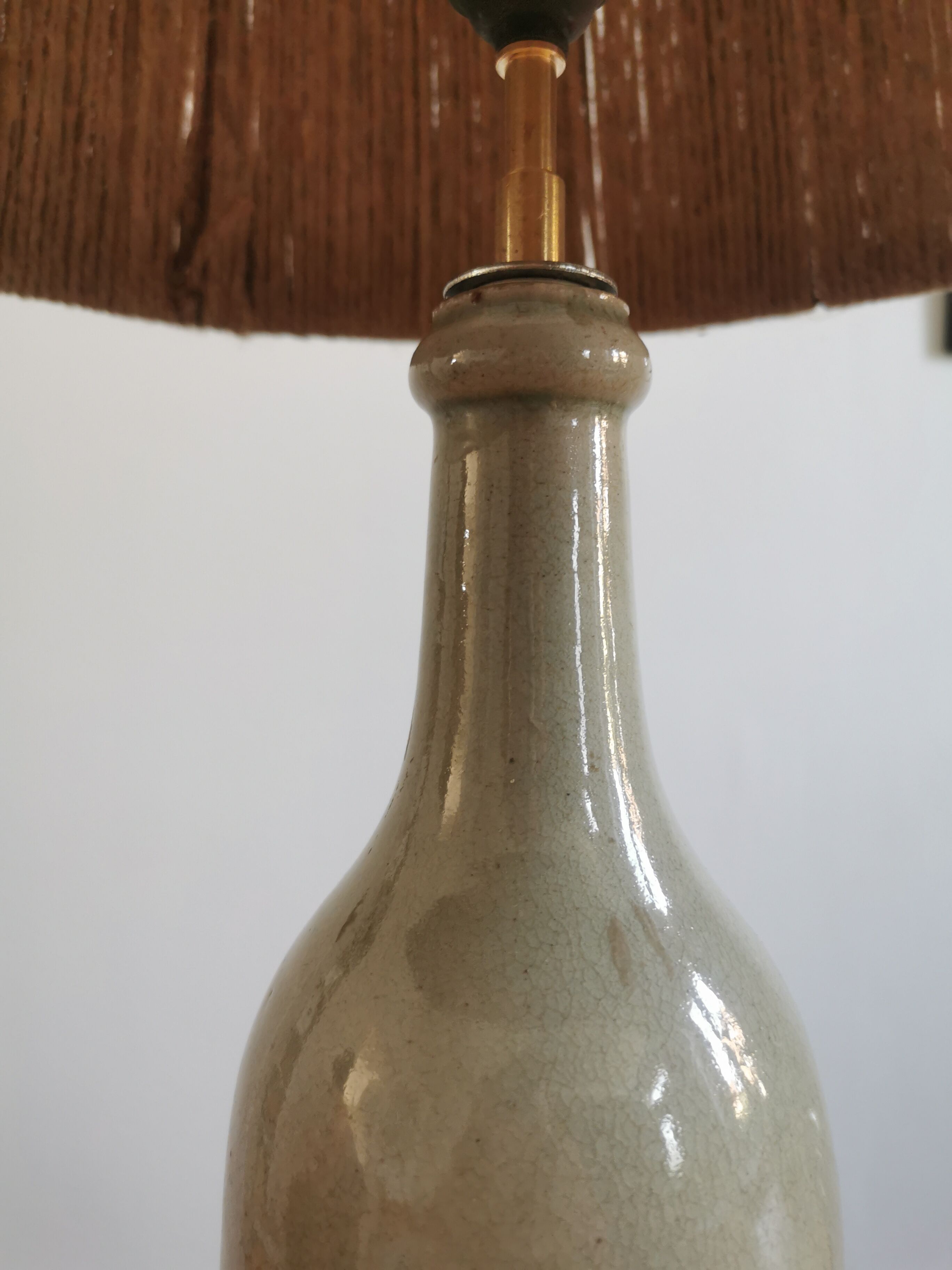 Vintage stoneware and rope lamp
