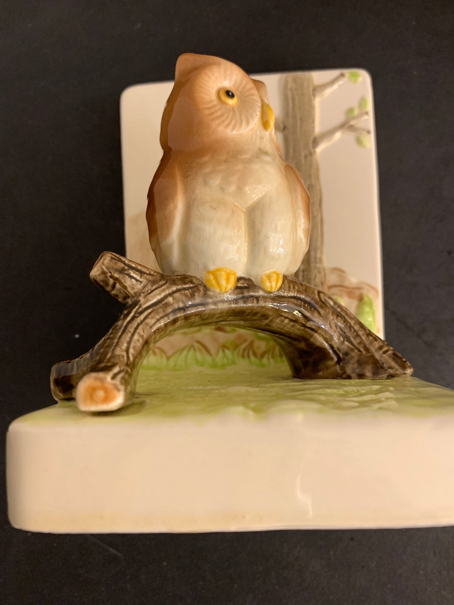 Pair of owl Japanese ceramic book greenhouses, 1980