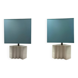 Hollywood regency set of 2 ceramic table Lamps, France 1970s