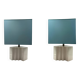 Hollywood regency set of 2 ceramic table Lamps, France 1970s