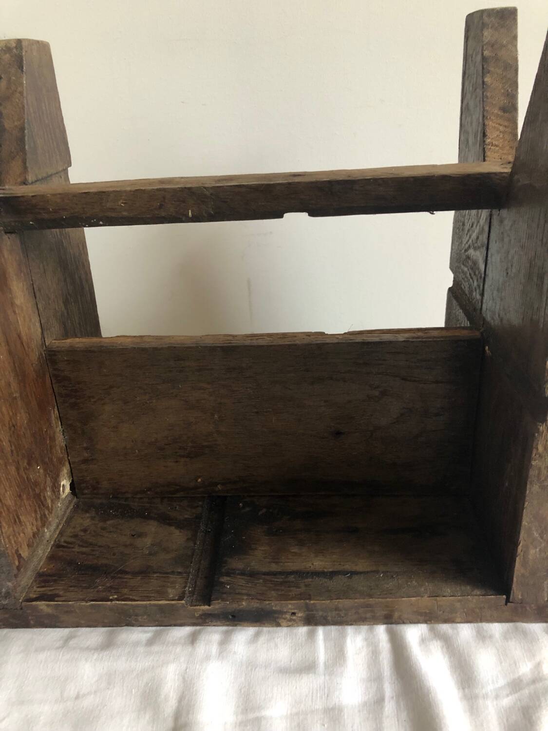 Small brutalist solid wood bench