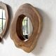 Set of 2 organic brutalist mirrors wood 1950s