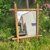 Antique turned wooden mirror