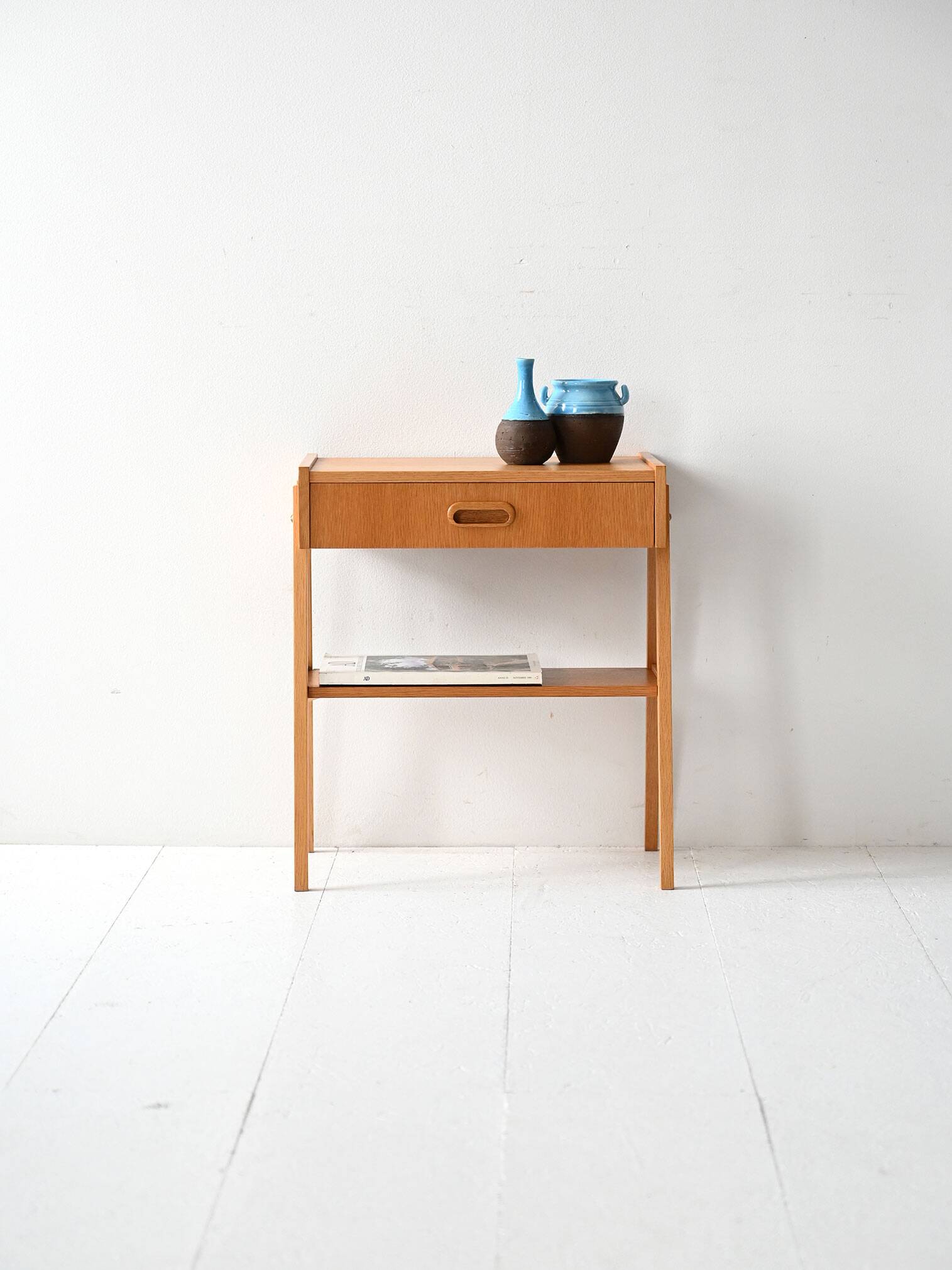 Geometric Scandinavian Teak Nightstand, 1960s