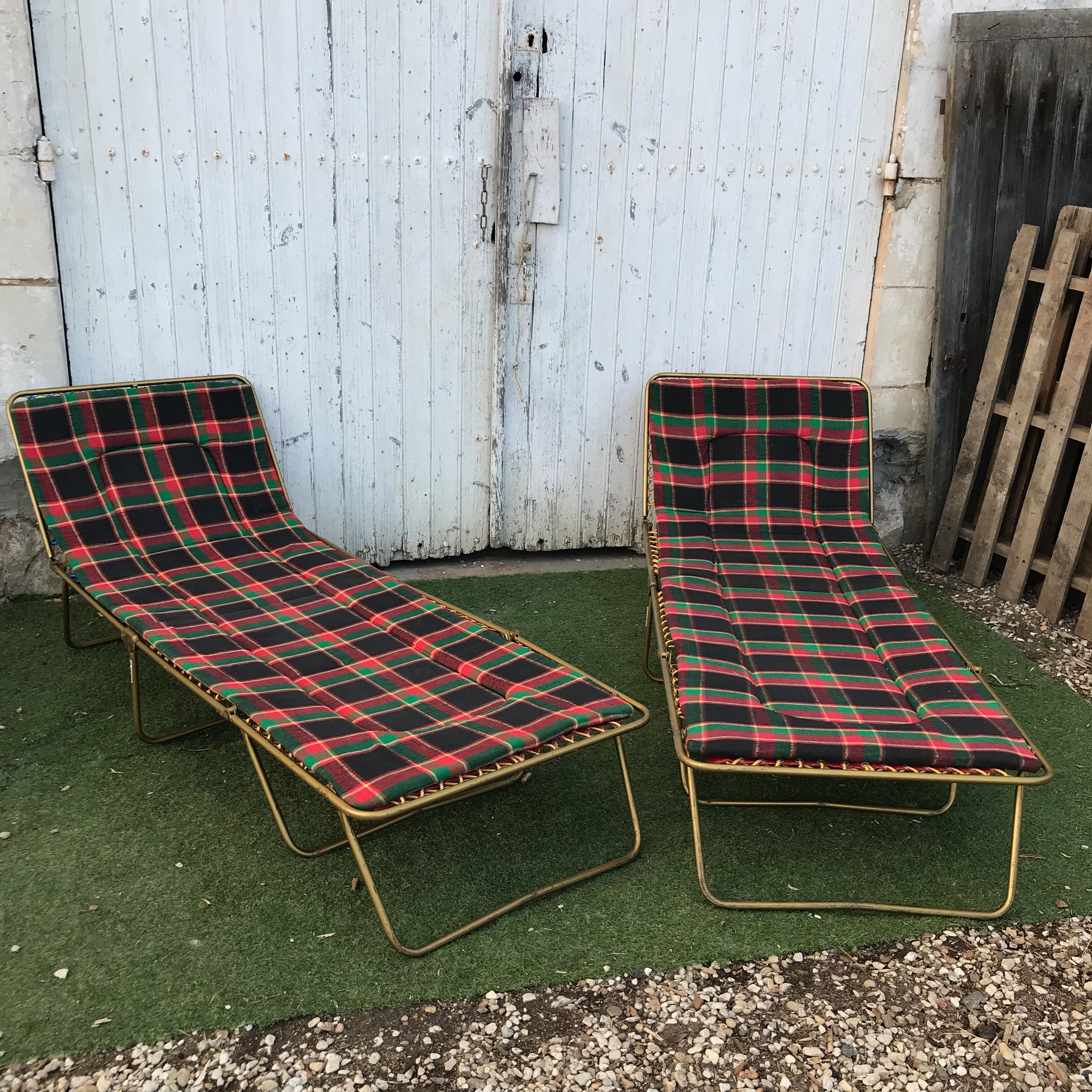 Pair of Lafuma sun beds