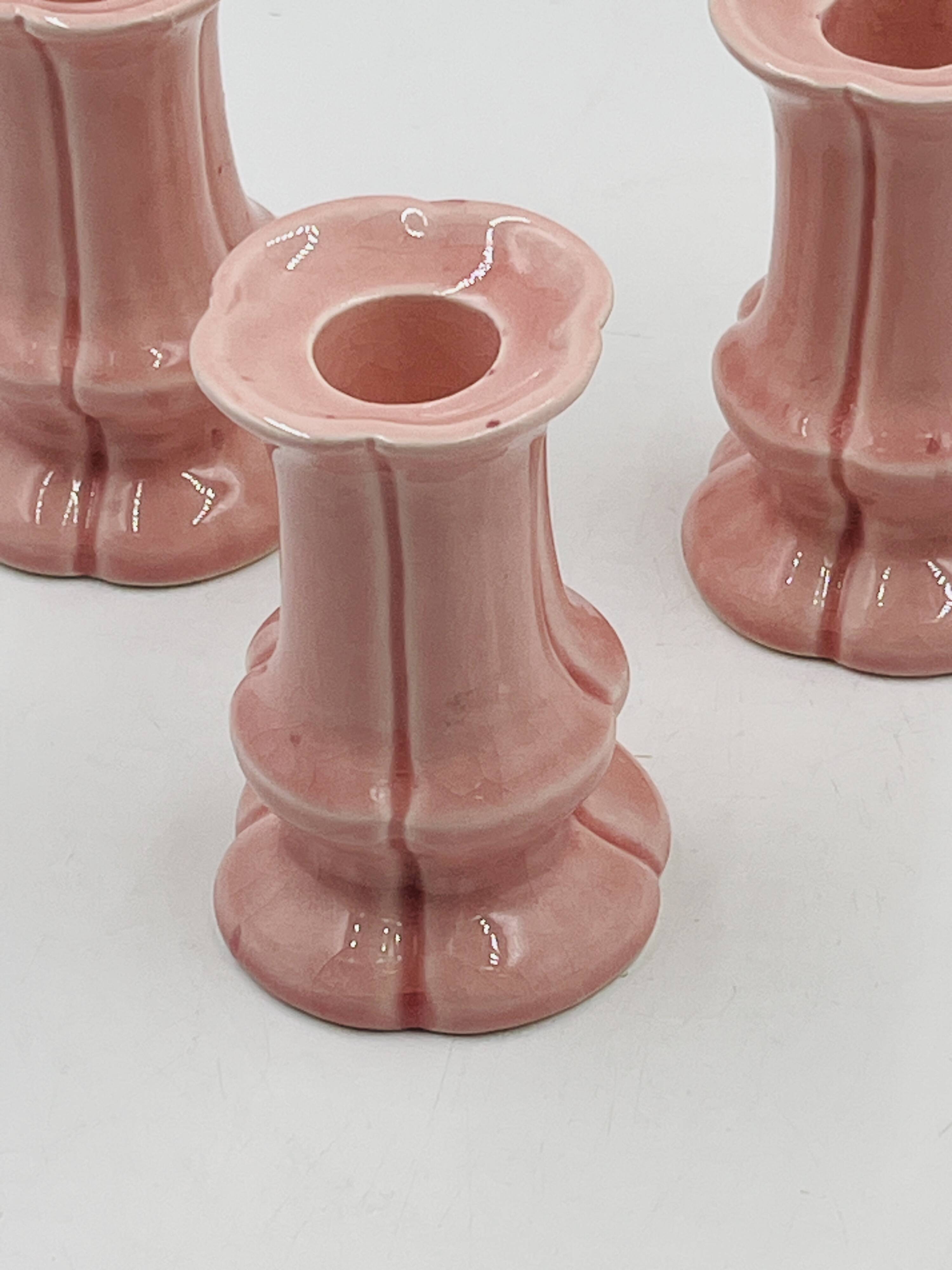 Set of 3 pink ceramic candle holders