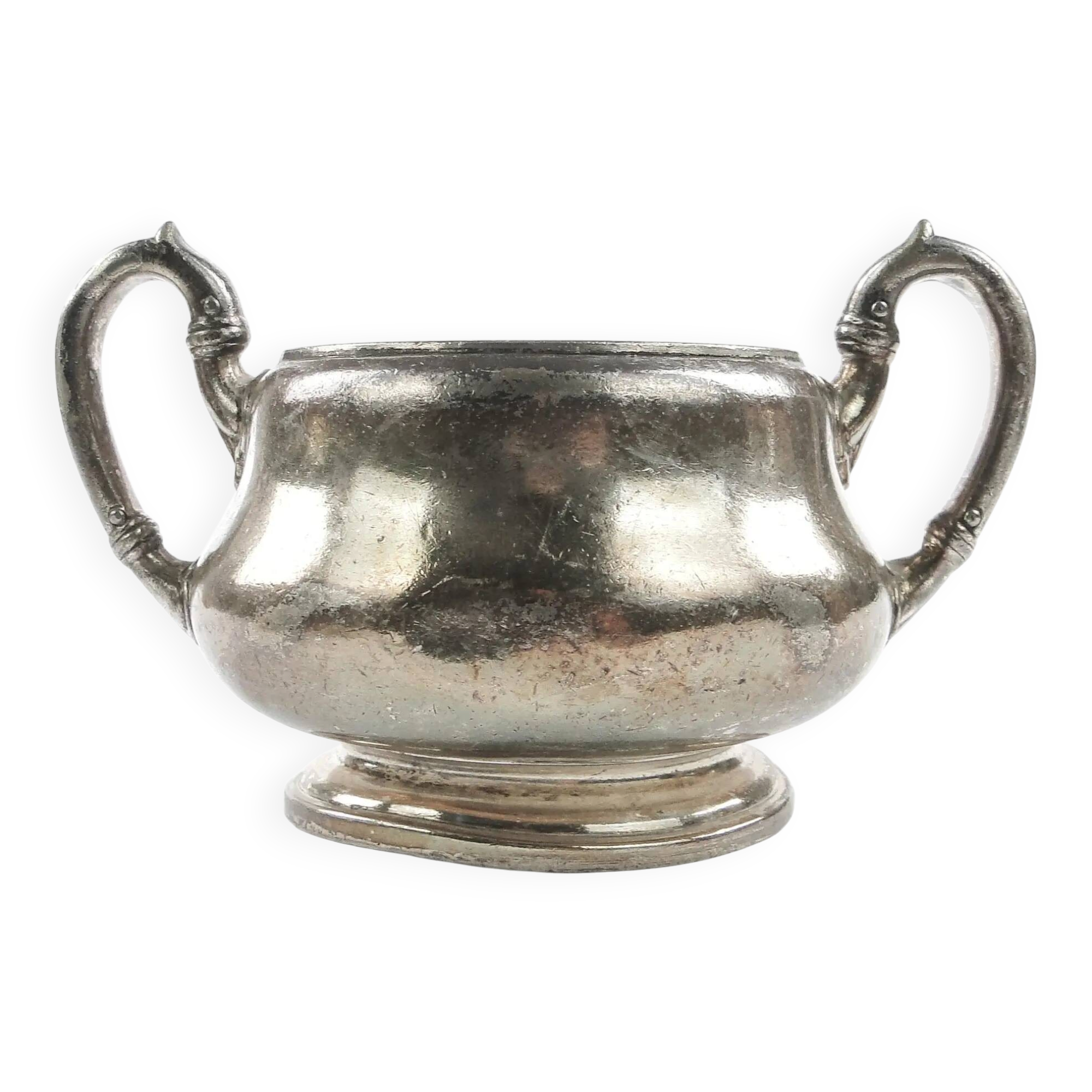 Art Nouveau sugar bowl, silver-plated brass, Germany, early 20th century