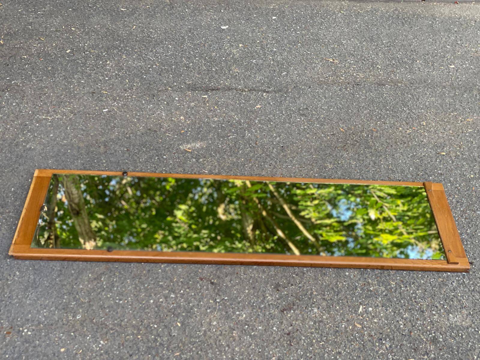 Vintage Scandinavian mirror in solid oak 42x148.