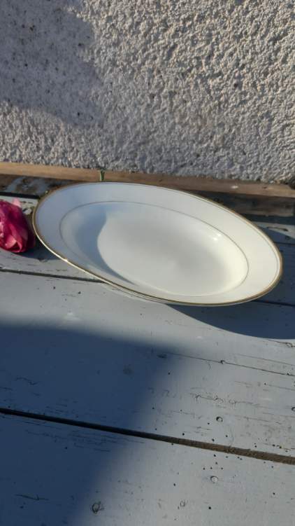 former oval white and gold Limoges porcelain dish