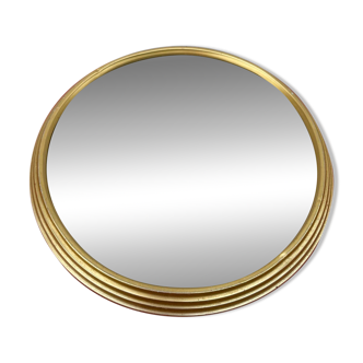 Miroir rond en métal doré