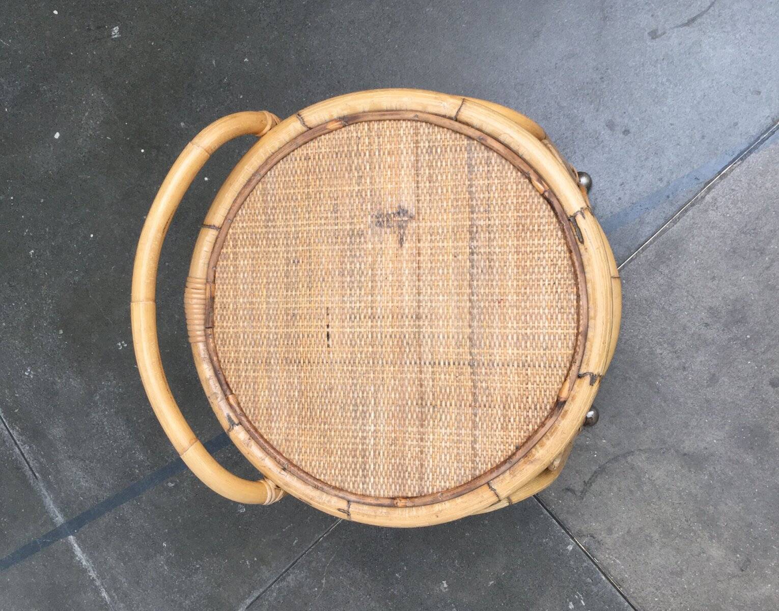 Vintage service dessert in Italian rattan and bamboo by Dal Vera.