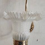 Gold metal wall light with glass tulip - mid 20th century