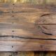 pair long coffee table solid wood brutalist