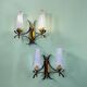 Pair Mid Century Itaian Modern  double wall sconce