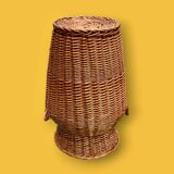 Grand panier ancien en osier tressé – forme amphore – vers 1950