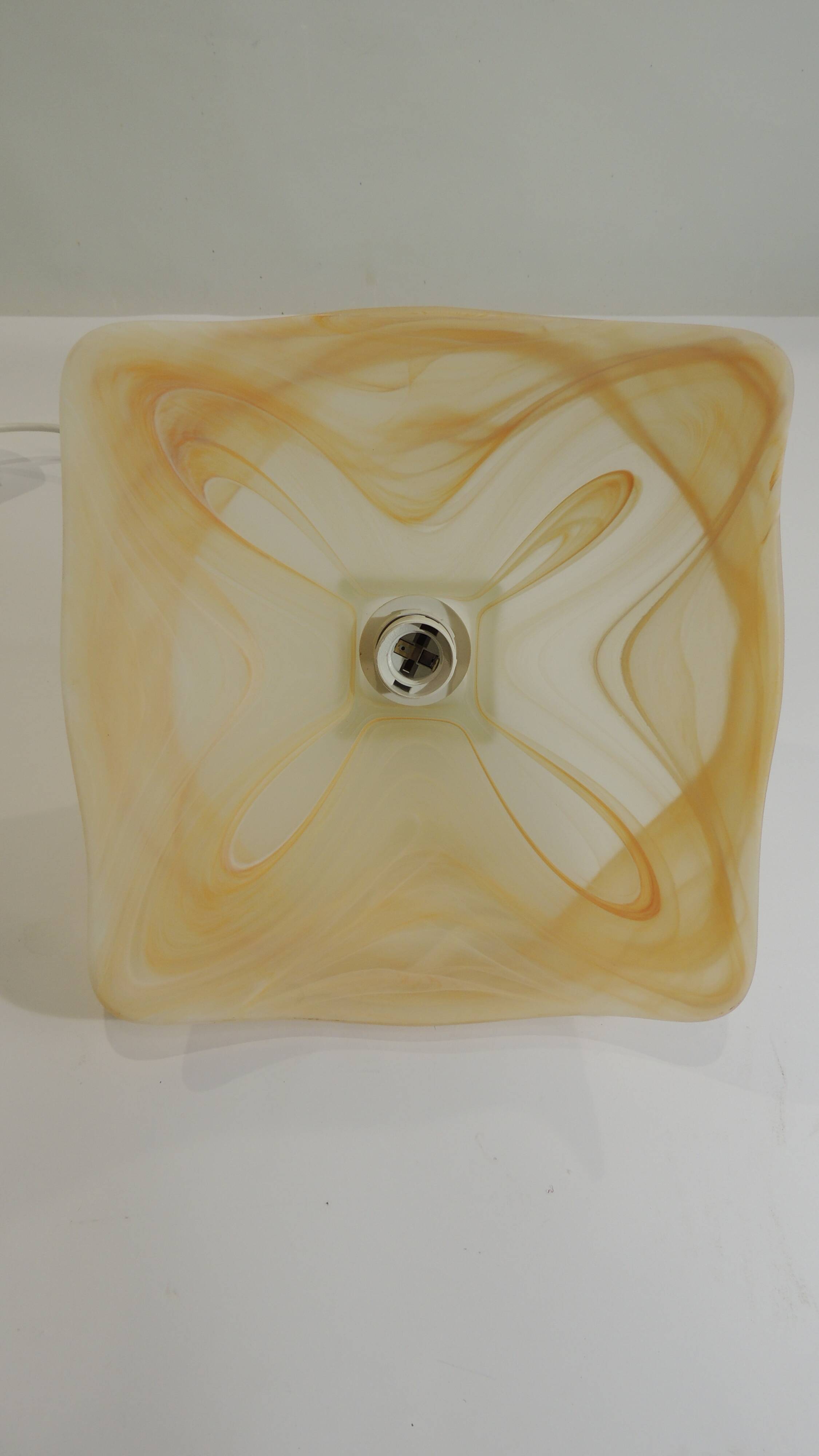 1970s vintage honey marbled glass suspension – retro design light fixture