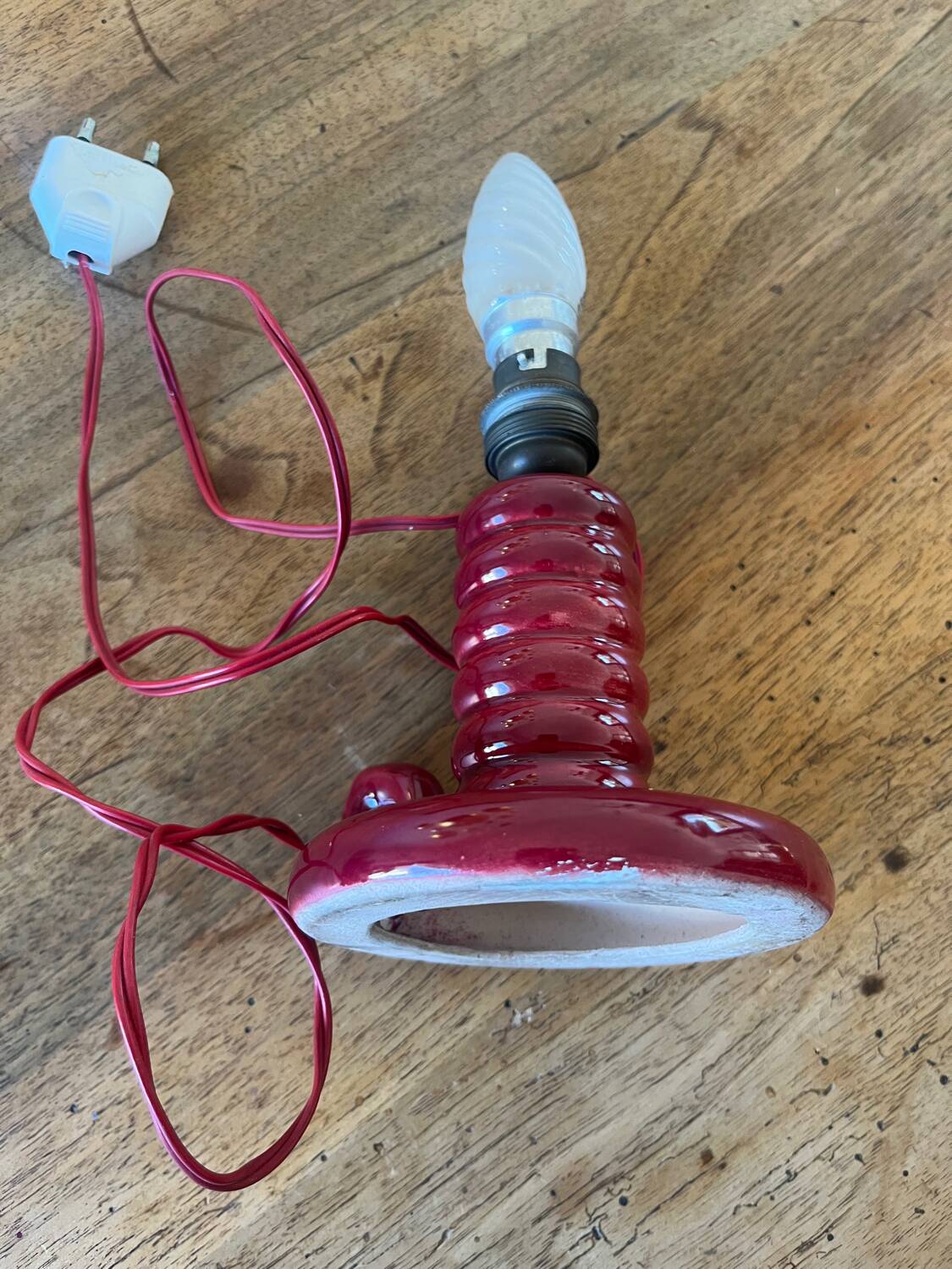 Burgundy ceramic lamp base