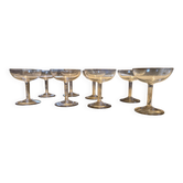8 blown glass champagne coupes from the 19th century