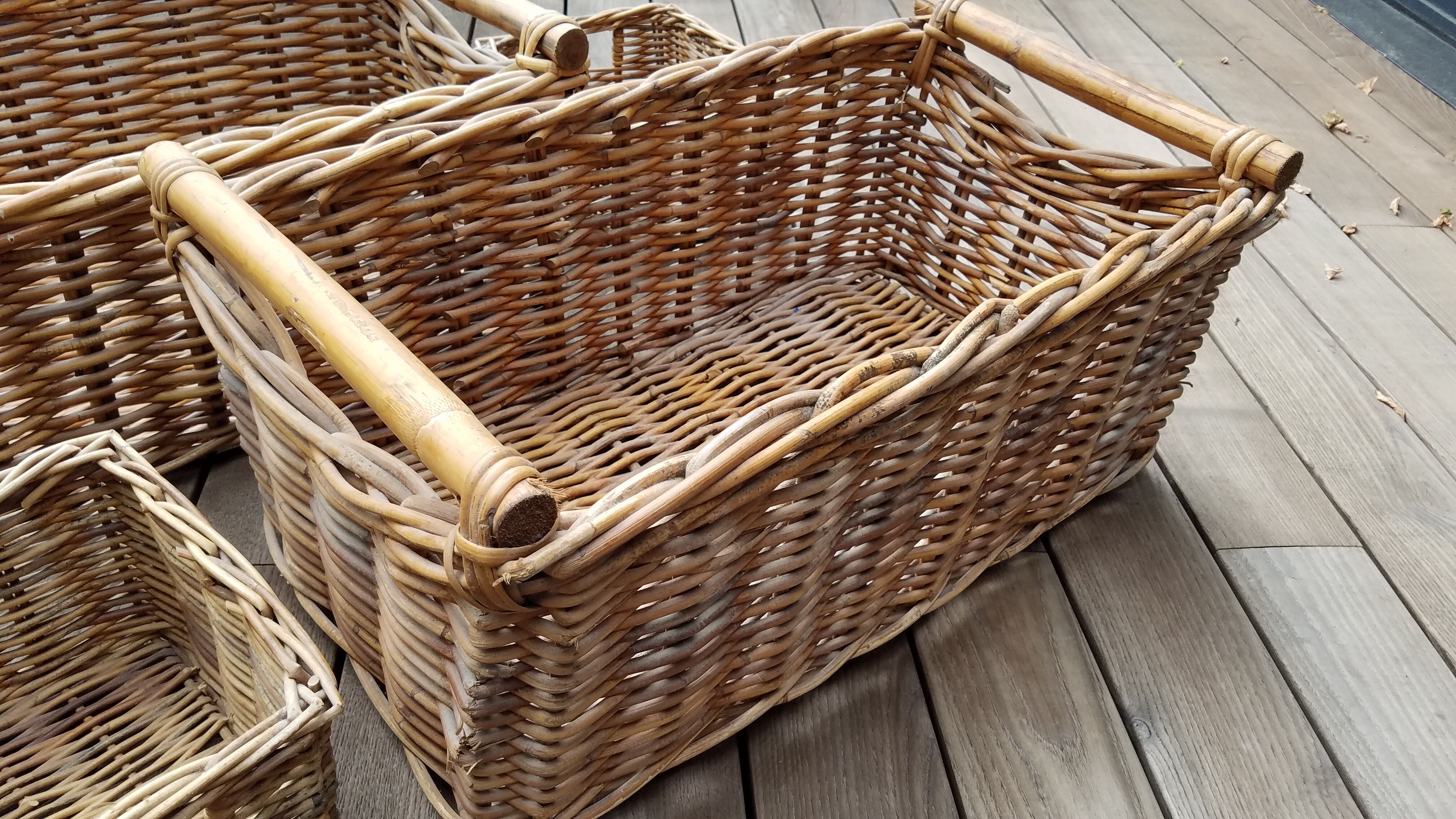 Set of four wicker baskets