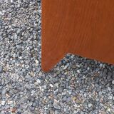 Enfilade vintage en chêne doré portes coulissantes pieds compas 1950