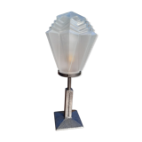 Art deco office lamp wrought iron 1930 glass frosted skyscraper