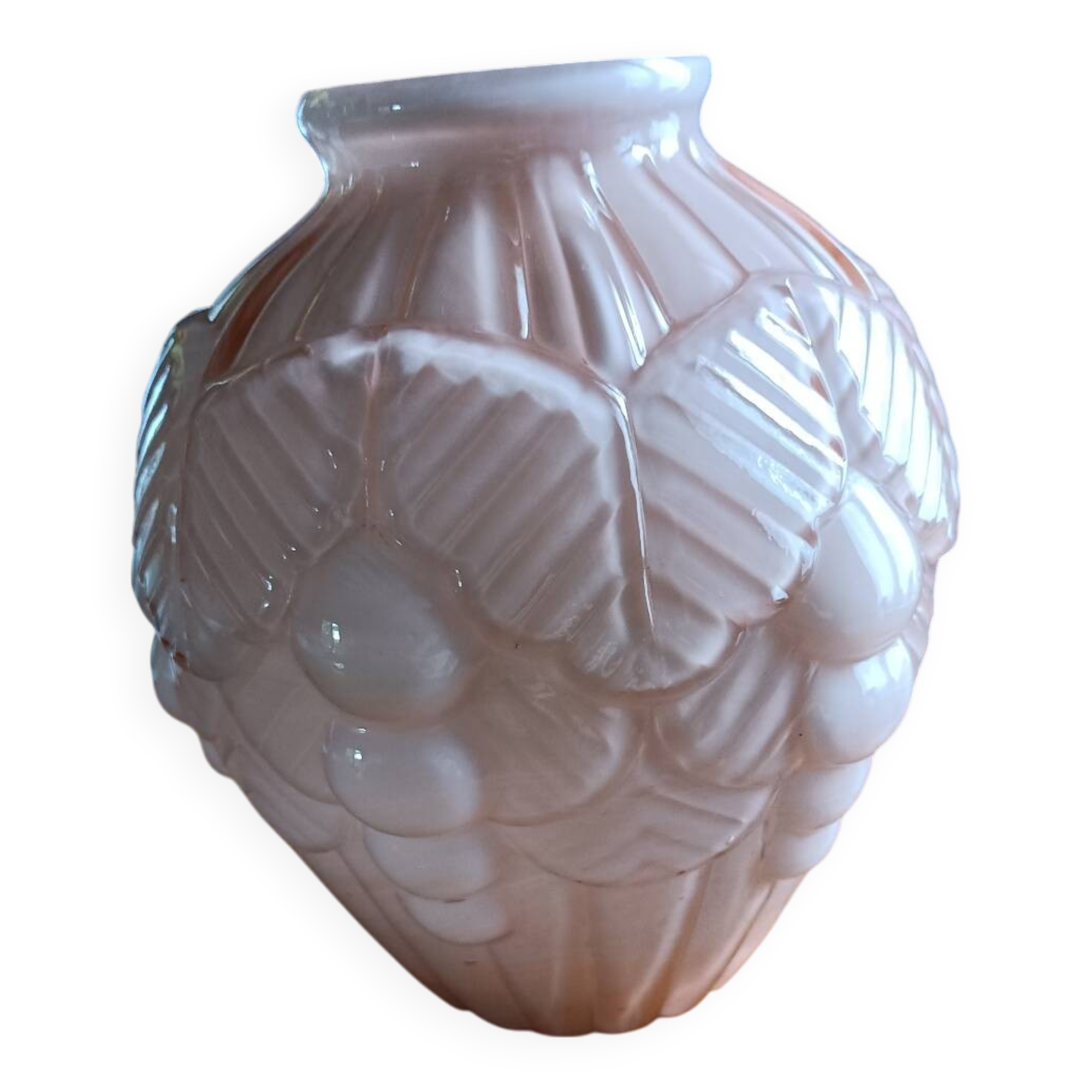 Art Deco pink opaline vase
