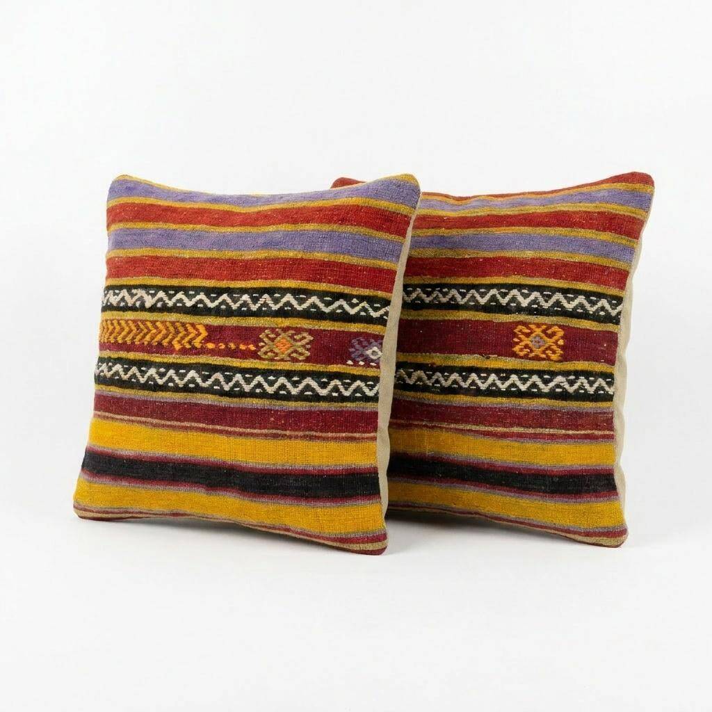 Set of 2 vintage kilim cushion covers 51x51 cm
