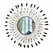 Vintage metal sun mirror in the style of Line Vautrin