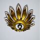 Spanish sunburst ceiling light fixture or sconce in gilt iron, circa 1960