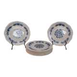 Set of 8 old dessert plates in French earthenware Moulin des Loups from the 50s